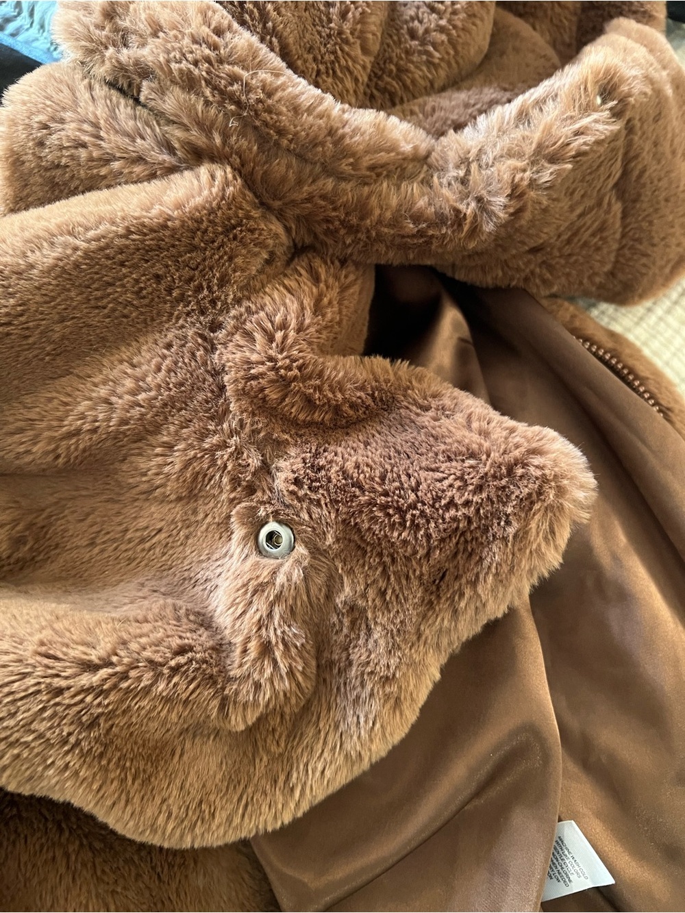 Elie Tahari Chestnut Brown Faux Fur Hooded Jacket - Picture 8 of 10